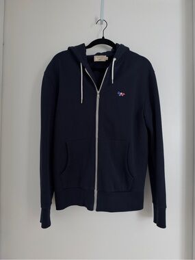 Maison Kitsune Navy zip hoodie